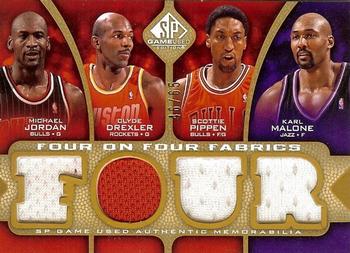 2009-10 SP Game Used - 4 on 4 Fabrics 65 #NNO Michael Jordan / Clyde Drexler / Scottie Pippen / Karl Malone / Patrick Ewing / David Robinson / Dan Majerle / Hakeem Olajuwon