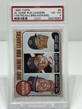 1968 Topps #6 American League 1967 Home Run Leaders (Carl Yastrzemski / Harmon Killebrew / Frank Howard) LL