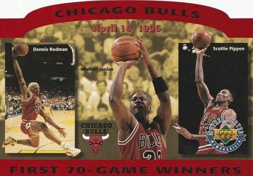 1996 Upper Deck Authenticated Chicago Bulls First 70-Game Winners (SN14300) #NNO Chicago Bulls - First 70-Game Winners (April 16, 1996)