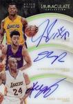 2015-16 Panini Immaculate Collection - Trio Autographs #24 D'Angelo Russell / Kobe Bryant / Julius Randle AU, SN15