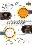 2001-02 Upper Deck - Autographed UD Game Jersey Combos #KB/KG Kobe Bryant / Kevin Garnett AU, MEM, SN10