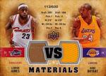 2009-10 Upper Deck - VS Materials #VS-BJ Kobe Bryant / LeBron James MEM, SN600 MEM: Game-Used Memorabilia