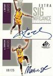 2002-03 SP Game Used - Extra SIGnificance #KB/MA Kobe Bryant / Magic Johnson AU, SN25