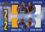 2016-17 Panini Court Kings - 2 on 2 Quad Memorabilia Prime #10 Shaquille O'Neal / Allen Iverson / Dikembe Mutombo / Kobe Bryant MEM, SN25