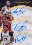 2015-16 Panini Immaculate Collection - Trio Autographs #11 Anthony Davis / Kevin Durant / Kobe Bryant AU, SN15