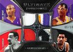 2008-09 Upper Deck Ultimate Collection - Ultimate Foursomes Generations Patches #UFC-SCOR Kareem Abdul-Jabbar / Kobe Bryant / Wilt Chamberlain / George Gervin MEM, SN10