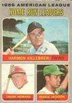 1970 O-Pee-Chee #66 1969 American League Home Run Leaders (Harmon Killebrew / Frank Howard / Reggie Jackson) LL