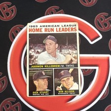 1964 Topps #10 1963 American League Home Run Leaders (Harmon Killebrew / Dick Stuart / Bob Allison) LL
