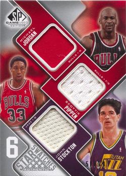 2009-10 SP Game Used - Six Star Swatches #NNO Michael Jordan / Scottie Pippen / John Stockton / Karl Malone / Magic Johnson / Isiah Thomas