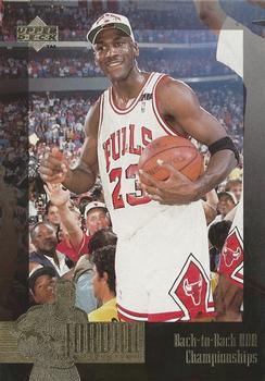 1995-96 Upper Deck The Jordan Collection Jumbo #JC22 Back-to-Back NBA Championships