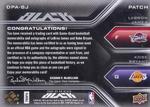 2008-09 UD Black - Dual Patch Autographs Gold #DPA-BJ Kobe Bryant / LeBron James AU, MEM, SN5