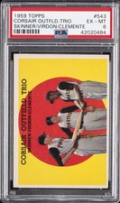 1959 Topps #543 Corsair Outfield Trio (Bob Skinner / Bill Virdon / Roberto Clemente) CPC