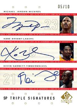2001-02 SP Authentic - SP Triple Signatures #MJ/KB/KG Michael Jordan / Kobe Bryant / Kevin Garnett