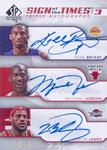2008-09 SP Authentic - Sign of the Times Triple #ST-JBJ Michael Jordan / Kobe Bryant / LeBron James AU, SN10