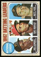 1968 Topps #1 National League 1967 Batting Leaders (Bob Clemente / Tony Gonzalez / Matty Alou) LL