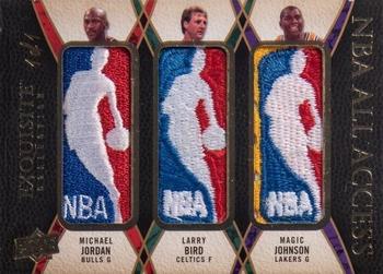 2008-09 Upper Deck Exquisite Collection - NBA All-Access Triple Logos #TRIP-JJB Michael Jordan / Magic Johnson / Larry Bird