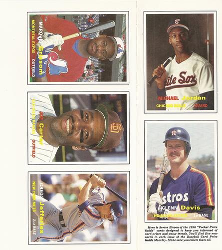 1990 SCD Baseball Card Price Guide Monthly - Panels #51-55 Michael Jordan / Glenn Davis / Marquis Grissom / Joe Carter / Gregg Jefferies