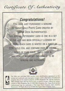 1999 Upper Deck Authenticated - Certificate of Authenticity #NNO Michael Jordan