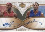 2006-07 Upper Deck Exquisite Collection - Dual Enshrinements #DEX-JB LeBron James / Kobe Bryant AU, SN10