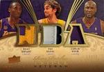 2008-09 Upper Deck Premier - Rare Patch Triple #RPT-BOG Kobe Bryant / Pau Gasol / Lamar Odom MEM, SN15