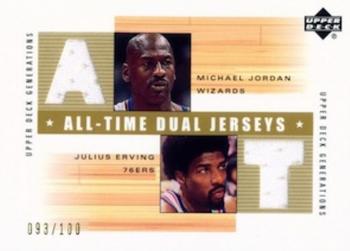 2002-03 Upper Deck Generations - All-Time Dual Jerseys #MJ/JE-J Michael Jordan / Julius Erving