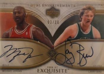 2006-07 Upper Deck Exquisite Collection - Dual Enshrinements #DEX-LM Michael Jordan / Larry Bird