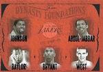 2004-05 Flair - Dynasty Foundations #NNO Magic Johnson / Kareem Abdul-Jabbar / Elgin Baylor / Kobe Bryant / Jerry West SN500