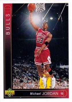 1993-94 Upper Deck #23 Michael Jordan - VAR: Upper right corner of photo is different, .522 career FG%, born "Feb." instead of "February."