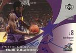2003-04 Upper Deck Ultimate Collection - Autographed Buybacks #KB-AS Kobe Bryant AU, MEM, SN9 2002-03 Upper Deck - NBA All-Star Authentics: Shorts; MEM: Shorts (2002 All-Star)