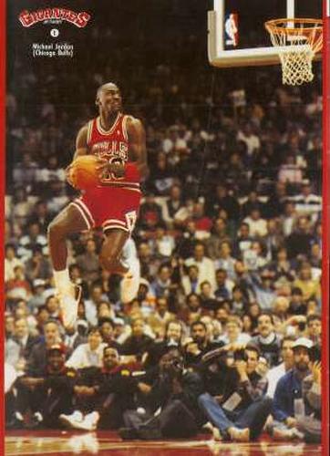 1989 Hobby Press Spain 100 Gigantes del Basket Mundial Stickers - Stickers Large Size #1 Michael Jordan