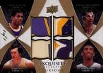 2007-08 Upper Deck Exquisite Collection - Foursome Patches Gold #EF-BWJA Kobe Bryant / Jerry West / Magic Johnson / Kareem Abdul-Jabbar MEM, SN1