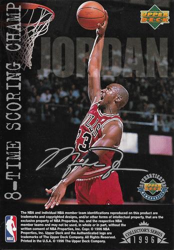1996 Upper Deck Authenticated Michael Jordan 8-Time Scoring Champ (Blank Back) #NNO Michael Jordan - 8-Time Scoring Champ