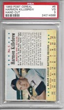 1963 Post - 5-Card Panels #5/50/89/152/173 Harmon Killebrew / Hank Aaron / Ed Charles / Rocky Colavito / Andre Rodgers
