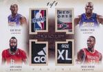 2013-14 Panini Immaculate Collection - Quad Materials Tags #22 Dwight Howard / James Harden / Kobe Bryant / Shaquille O'Neal MEM, SN1