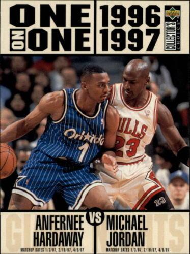1996-97 Collector's Choice - One on One 5x7 Jumbo #1 Anfernee Hardaway / Michael Jordan
