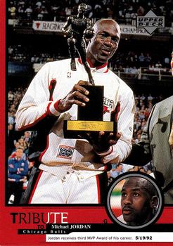 1999 Upper Deck Tribute to Michael Jordan #11 Michael Jordan (Third MVP Award of his career 5/19/92)