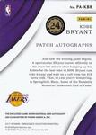 2017-18 Panini Immaculate Collection - Patch Autographs #PA-KBR Kobe Bryant AU, MEM, SN15