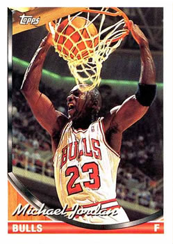 1993-94 Topps #23 Michael Jordan - UER: Listed as Forward born 4/3/1968, should be Guard born 2/17/1963