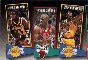 1992-93 SkyBox - School Ties #ST16 James Worthy / Michael Jordan / Sam Perkins