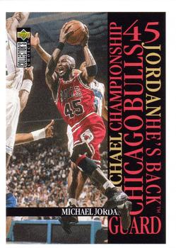 1995-96 Collector's Choice European Stickers - Michael Jordan #MJ8 Michael Jordan / He's Back