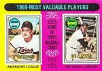1975 Topps Mini #207 1969 MVPs (Harmon Killebrew / Willie McCovey) MVP