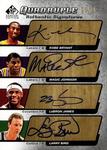 2004-05 SP Signature Edition - Quadruple Authentic Signatures #AS4-BJJB Kobe Bryant / Magic Johnson / LeBron James / Larry Bird AU, SN15