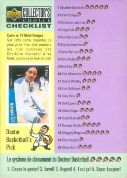 1996-97 Collector's Choice French #196 Matt Geiger / Michael Jordan - Checklist: 1-40