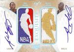 2007-08 Upper Deck Exquisite Collection - Logoman Autographs Dual #DL-KM Kobe Bryant / Michael Jordan AU, MEM, SN1