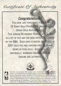 1999 Upper Deck Authenticated - Certificate of Authenticity #NNO Michael Jordan - '84-'85 Rookie