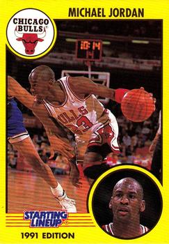 1991 Kenner Starting Lineup Cards #NNO Michael Jordan - VAR: Dribbling (white uniform)