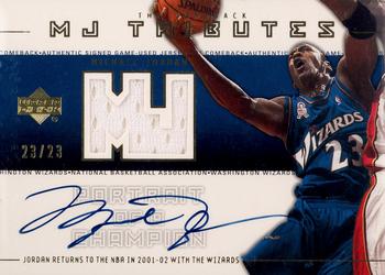 2001-02 Upper Deck - zMigrating Portrait of a Champion #PCJ4 Michael Jordan - MEM: Game-worn Jersey (Wizards Blue)