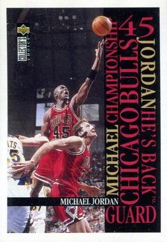 1995-96 Collector's Choice European Stickers - Michael Jordan #MJ5 Michael Jordan / He's Back