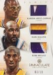 2012-13 Panini Immaculate Collection - Trios Prime #21 Kareem Abdul-Jabbar / Karl Malone / Kobe Bryant MEM, SN10