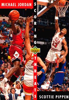 1992-93 Upper Deck #62 Michael Jordan / Scottie Pippen - VAR: Hologram on back is 1993 style (Upper Deck text and diamond logo)